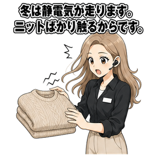 冬は静電気が走ります。ニットばかり触るからです。