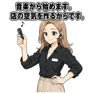 音楽から始めます。店の空気を作るからです。