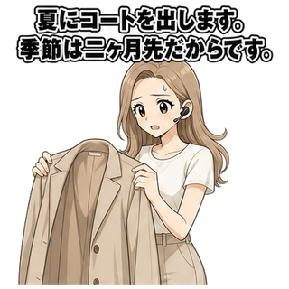 夏にコートを出します。季節は二ヶ月先だからです。