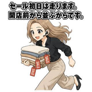セール初日は走ります。開店前から並ぶからです。