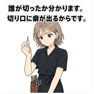 誰が切ったか分かります。切り口に癖が出るからです。
