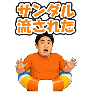 サンダル流された