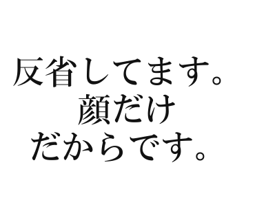反省してます。顔だけだからです。