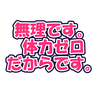 無理です。体力ゼロだからです。