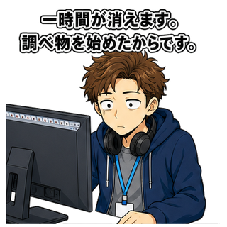 一時間が消えます。調べ物を始めたからです。
