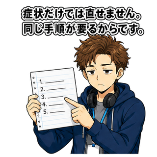 症状だけでは直せません。同じ手順が要るからです。