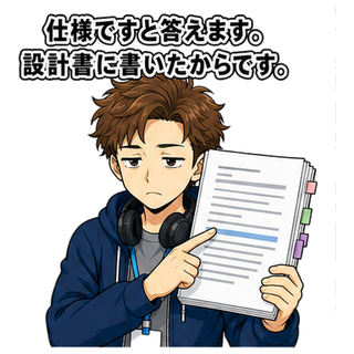 仕様ですと答えます。設計書に書いたからです。
