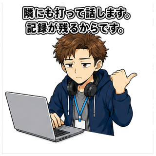 隣にも打って話します。記録が残るからです。