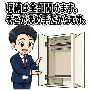 収納は全部開けます。そこが決め手だからです。