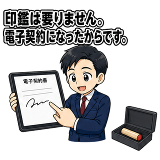 印鑑は要りません。電子契約になったからです。