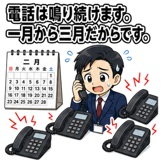 電話は鳴り続けます。一月から三月だからです。