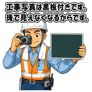 工事写真は黒板付きです。後で見えなくなるからです。