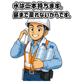 水は二本持ちます。昼まで戻れないからです。