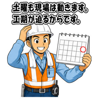 土曜も現場は動きます。工期が迫るからです。