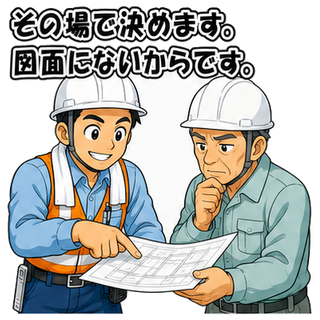 その場で決めます。図面にないからです。