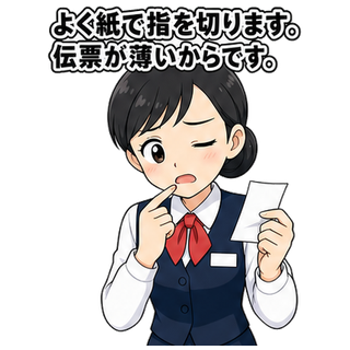 よく紙で指を切ります。伝票が薄いからです。