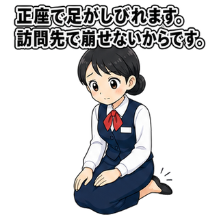 正座で足がしびれます。訪問先で崩せないからです。