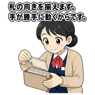 札の向きを揃えます。手が勝手に動くからです。