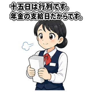 十五日は行列です。年金の支給日だからです。