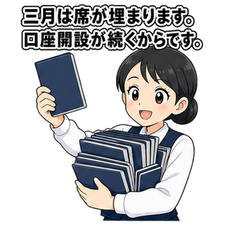 三月は席が埋まります。口座開設が続くからです。