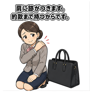 肩に跡がつきます。約款まで持つからです。