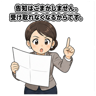 告知はごまかしません。受け取れなくなるからです。