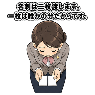 名刺は二枚渡します。一枚は誰かの分だからです。