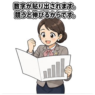 数字が貼り出されます。競うと伸びるからです。