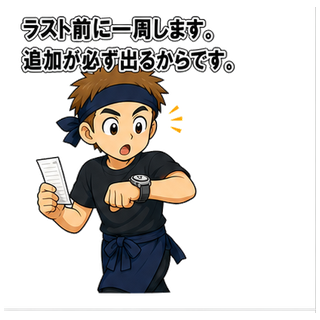 ラスト前に一周します。追加が必ず出るからです。