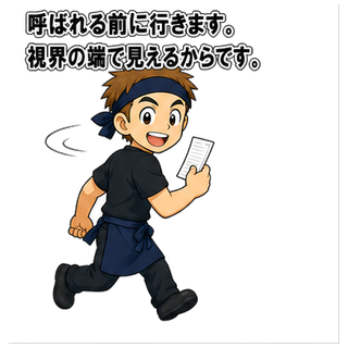 呼ばれる前に行きます。視界の端で見えるからです。