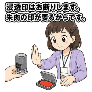 浸透印はお断りします。朱肉の印が要るからです。