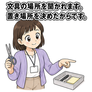 文具の場所を聞かれます。置き場所を決めたからです。