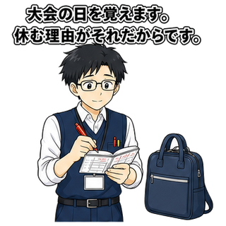 大会の日を覚えます。休む理由がそれだからです。