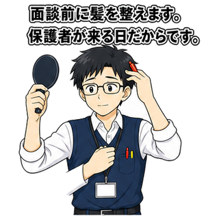 面談前に髪を整えます。保護者が来る日だからです。