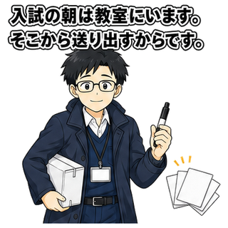 入試の朝は教室にいます。そこから送り出すからです。