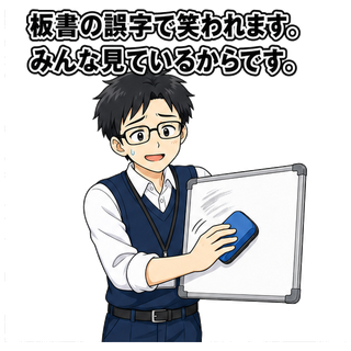 板書の誤字で笑われます。みんな見ているからです。