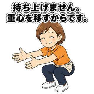 持ち上げません。重心を移すからです。
