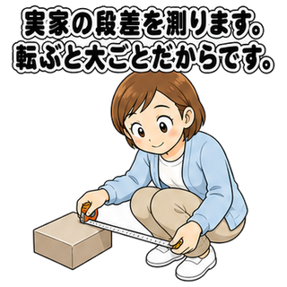 実家の段差を測ります。転ぶと大ごとだからです。