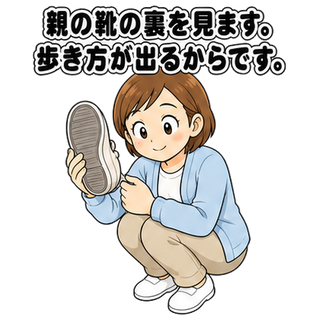 親の靴の裏を見ます。歩き方が出るからです。