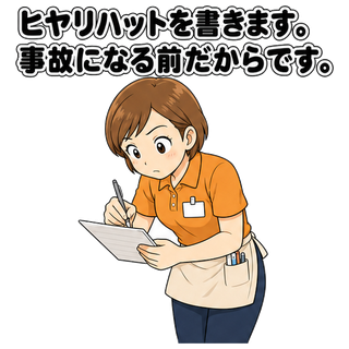 ヒヤリハットを書きます。事故になる前だからです。