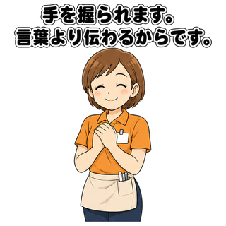手を握られます。言葉より伝わるからです。