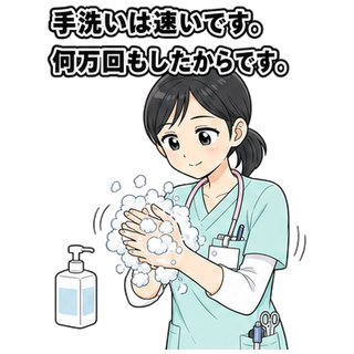 手洗いは速いです。何万回もしたからです。
