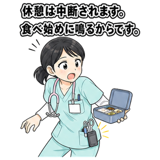 休憩は中断されます。食べ始めに鳴るからです。