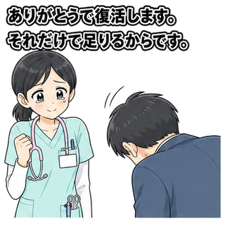 ありがとうで復活します。それだけで足りるからです。