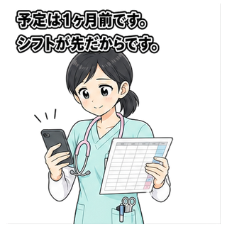予定は1ヶ月前です。シフトが先だからです。