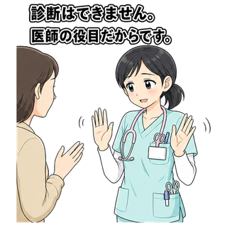 診断はできません。医師の役目だからです。