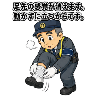 足先の感覚が消えます。動かずに立つからです。