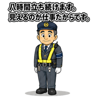 八時間立ち続けます。見えるのが仕事だからです。