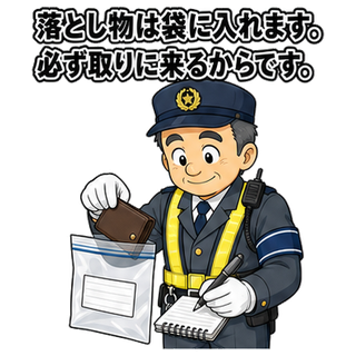 落とし物は袋に入れます。必ず取りに来るからです。