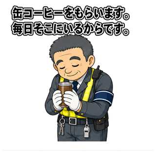 缶コーヒーをもらいます。毎日そこにいるからです。